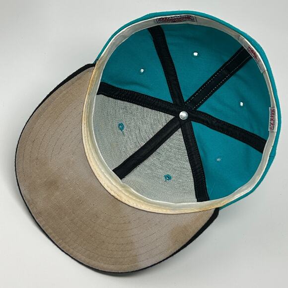 Vintage 90s Florida Marlins Hat Baseball Cap Fitted 7 1/8 Green New Era USA Made - Picture 4 of 14